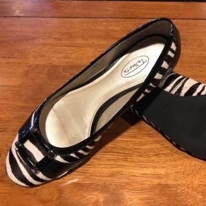 Talbots zebra print flats with buckle
